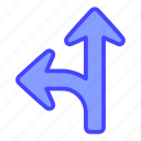 arrow, indicator, directional, split