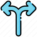 split, arrow, direction, way, sign