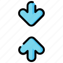 vertical, contract, arrow, direction, way, sign