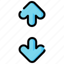 vertical, expand, arrow, direction, way, sign