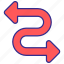 wavy, arrow, curved, direction, move, flow 