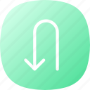arrows, pointers, down, button, interface, symbol, turn
