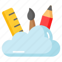 cloud, painting, drawing, pencil, brus, ruler, scale