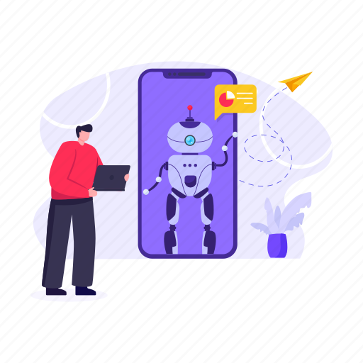 Ai, mobile ai, phone robot, futuristic technology, artificial intelligence illustration - Download on Iconfinder