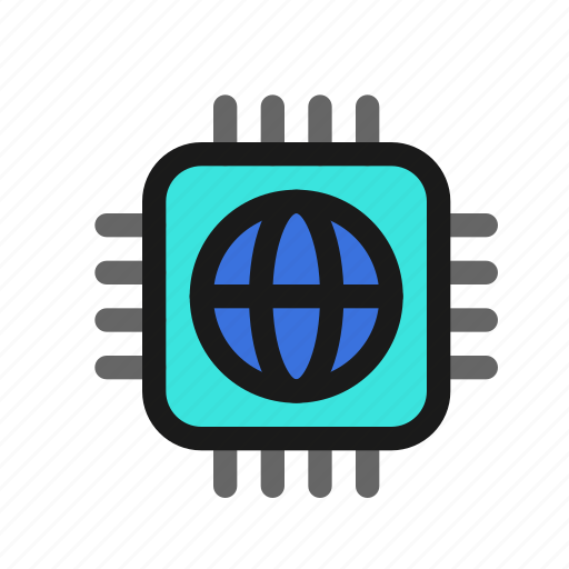Globe, internet, machine, learning, chip, cpu, processor icon - Download on Iconfinder