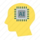 artificial, head, brain, chip, cpu, intelligence, memory
