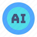 ai, button, artificial intelligence, technology disruption