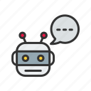 chatbot, robot, dialog system, virtual assistant, chatting, typing, speech bubble, technology
