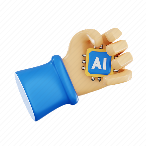 Ai chip, ai, technology, hand, artificial intelligence, micro chip 3D illustration - Download on Iconfinder