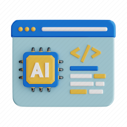 Ai coding, coding, programming, ai, development, technology, web coding 3D illustration - Download on Iconfinder