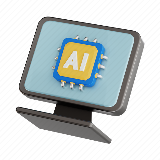 Ai computer, computer, setting, ai, technology, artificial intelligence, processor chip 3D illustration - Download on Iconfinder