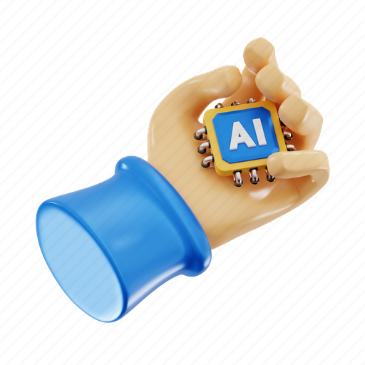 Ai chip, ai, technology, hand, artificial intelligence, micro chip 3D illustration - Download on Iconfinder