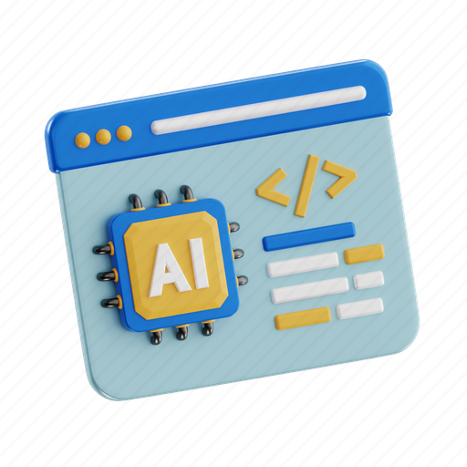 Ai coding, coding, programming, ai, development, technology, web coding 3D illustration - Download on Iconfinder