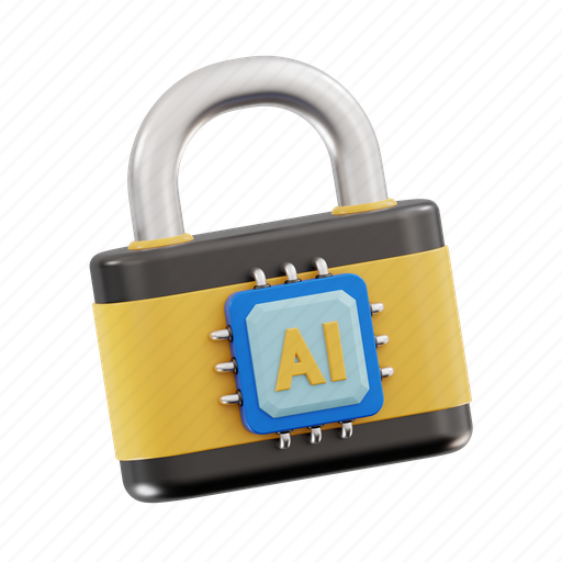 Ai security, lock, ai, security, protection, intelligence, technology 3D illustration - Download on Iconfinder