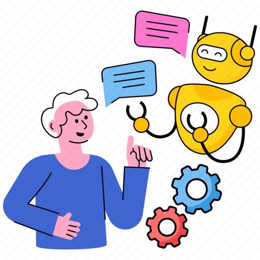 Talking, robot, assistant, communication illustration - Download on Iconfinder