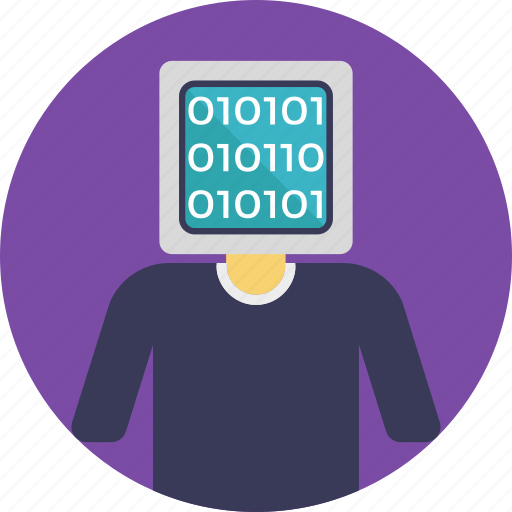 Binary face, brain code, internet concept, man binary code, technology hacker icon - Download on Iconfinder