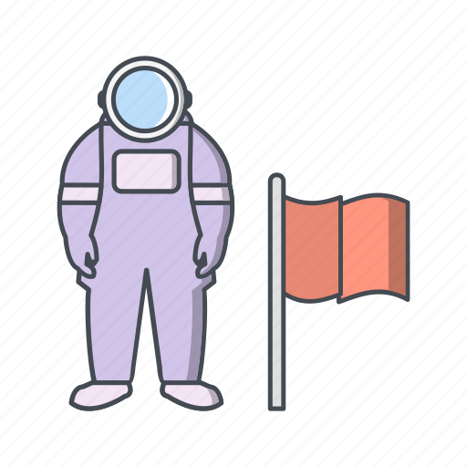 Man with flag, astronaut, astronomy icon - Download on Iconfinder