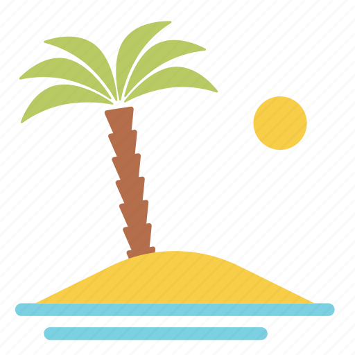 Beach, island, ocean, palm tree, sand, sea, sun icon - Download on Iconfinder
