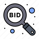 bid, explore, find, search