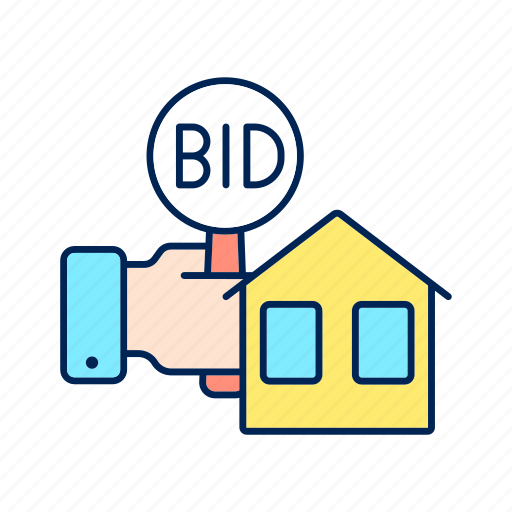 Auction, real estate, bidding for property, bargaining for house icon - Download on Iconfinder