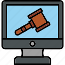 hammer, computer, crime, cyber, gavel, hacking, law, icon