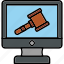 hammer, computer, crime, cyber, gavel, hacking, law, icon 