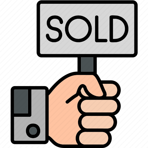 Sold, estate, house, property, real, sign, hand icon - Download on Iconfinder