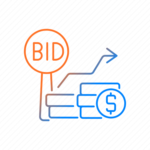 Bid increments, price increasing, competitive bargaining, bidding for items icon - Download on Iconfinder