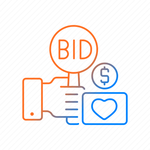 Charity auction, fundraising event, public sales, bargaining icon - Download on Iconfinder