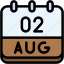 calendar, august, two, 2, date, monthly, month, schedule 