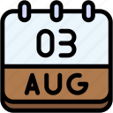calendar, august, three, 3, date, monthly, time, month, schedule