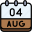 calendar, august, four, date, monthly, time, and, month, schedule 