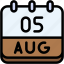 calendar, august, five, date, monthly, time, and, month, schedule 