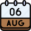 calendar, august, six, date, monthly, time, and, month, schedule 
