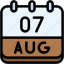 calendar, august, seven, date, monthly, time, and, month, schedule 