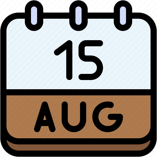 Calendar, august, fifteen, date, monthly, time, and icon - Download on Iconfinder