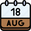 calendar, august, eighteen, date, monthly, time, and, month, schedule 