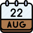 calendar, august, twenty, two, date, monthly, time, month, schedule