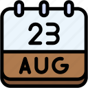 calendar, august, twenty, three, date, monthly, time, month, schedule