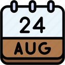 calendar, august, twenty, four, date, monthly, time, and, month, schedule