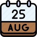 calendar, august, twenty, five, date, monthly, time, month, schedule
