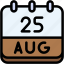 calendar, august, twenty, five, date, monthly, time, month, schedule 