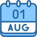 calendar, august, one, 1, date, monthly, time, month, schedule