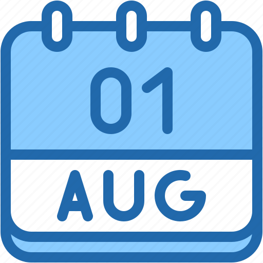 Calendar, august, one, 1, date, monthly, time icon - Download on Iconfinder