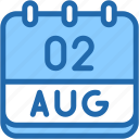 calendar, august, two, 2, date, monthly, time, month, schedule