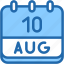 calendar, august, ten, date, monthly, time, and, month, schedule 