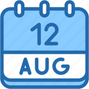 calendar, august, twelve, date, monthly, time, and, month, schedule