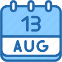 calendar, august, thirteen, date, monthly, time, and, month, schedule