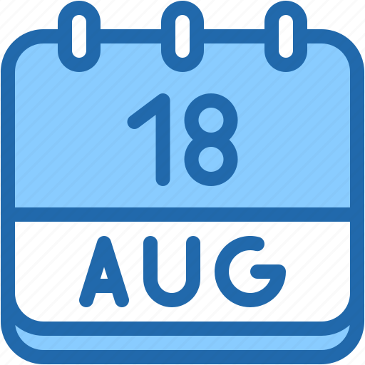 Calendar, august, eighteen, date, monthly, time, and icon - Download on Iconfinder