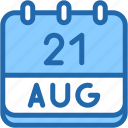 calendar, august, twenty, one, date, monthly, time, month, schedule